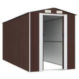 Garden Shed Dark Brown 192x440x223 cm Galvanised Steel - Top-Down View
