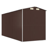 Garden Shed Dark Brown 192x440x223 cm Galvanised Steel - Rear View
