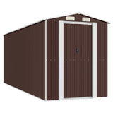 Garden Shed Dark Brown 192x523x223 cm Galvanised Steel - Front View