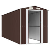 Garden Shed Dark Brown 192x523x223 cm Galvanised Steel - Top-Down View