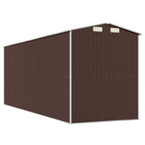 Garden Shed Dark Brown 192x523x223 cm Galvanised Steel - Rear View