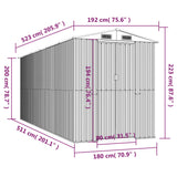 Garden Shed Dark Brown 192x523x223 cm Galvanised Steel - Low Angle
