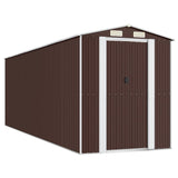 Garden Shed Dark Brown 192x606x223 cm Galvanised Steel - Front View