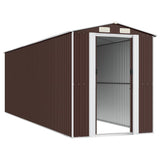 Garden Shed Dark Brown 192x606x223 cm Galvanised Steel - Top-Down View
