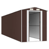 Garden Shed Dark Brown 192x689x223 cm Galvanised Steel - Top-Down View
