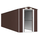 Garden Shed Dark Brown 192x772x223 cm Galvanised Steel - Top-Down View