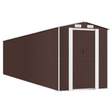 Garden Shed Dark Brown 192x855x223 cm Galvanised Steel - Front View