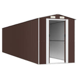 Garden Shed Dark Brown 192x855x223 cm Galvanised Steel - Top-Down View