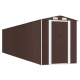 Garden Shed Dark Brown 192x938x223 cm Galvanised Steel - Front View