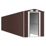Garden Shed Dark Brown 192x938x223 cm Galvanised Steel - Top-Down View