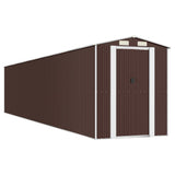 Garden Shed Dark Brown 192x1021x223 cm Galvanised Steel - Front View