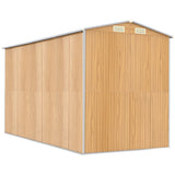 Garden Shed Light Brown 192x357x223 cm Galvanised Steel - Rear View