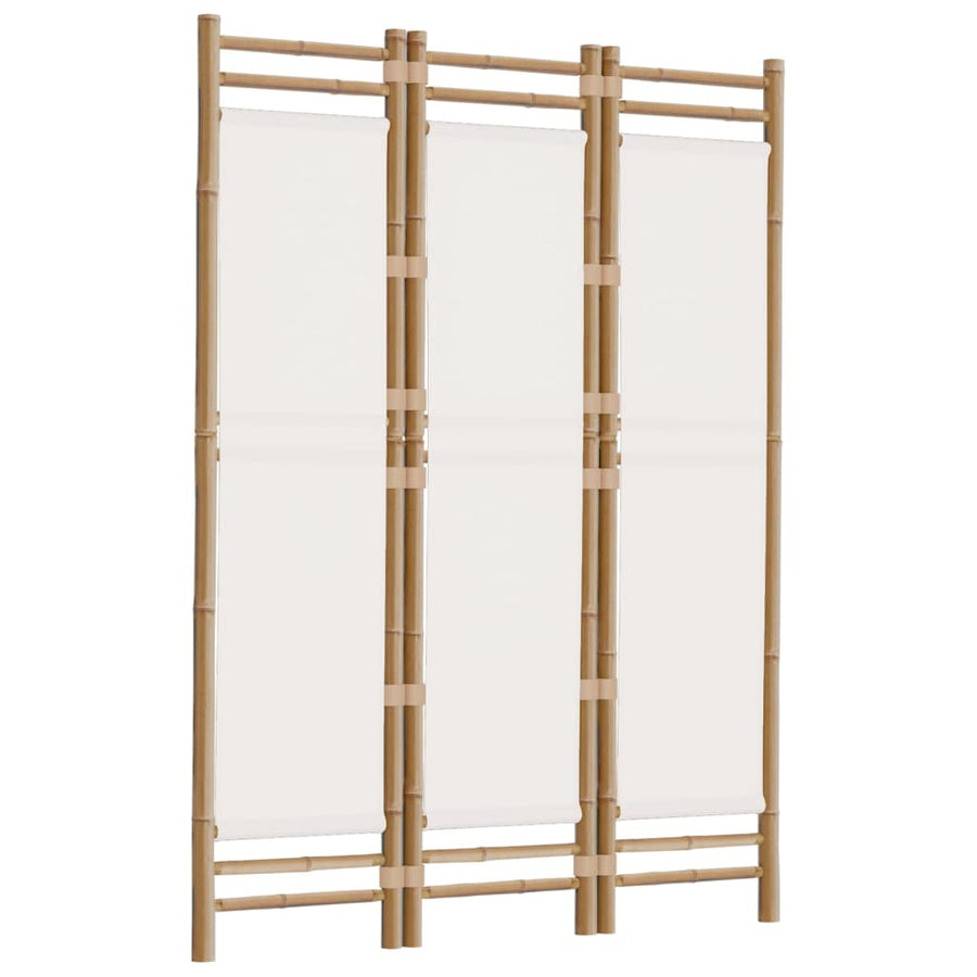 Folding 3-Panel Room Divider 120 cm Bamboo and Canvas