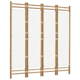 Folding 4-Panel Room Divider 160 cm Bamboo and Canvas