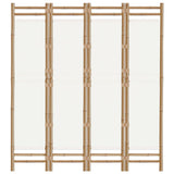 Folding 4-Panel Room Divider 160 cm Bamboo and Canvas