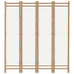 Folding 4-Panel Room Divider 160 cm Bamboo and Canvas