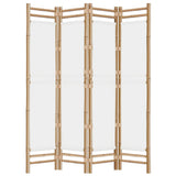 Folding 4-Panel Room Divider 160 cm Bamboo and Canvas