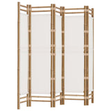Folding 5-Panel Room Divider 200 cm Bamboo and Canvas - Front View