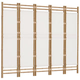 Folding 5-Panel Room Divider 200 cm Bamboo and Canvas