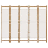 Folding 5-Panel Room Divider 200 cm Bamboo and Canvas