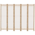 Folding 5-Panel Room Divider 200 cm Bamboo and Canvas