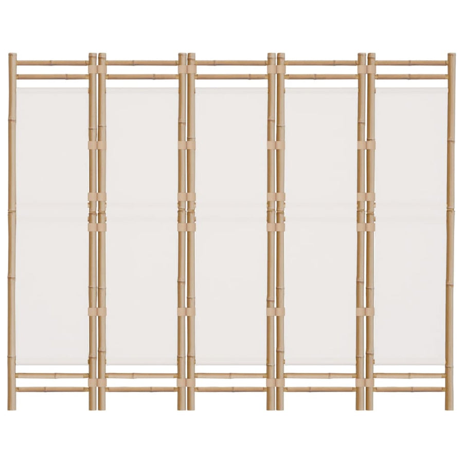 Folding 5-Panel Room Divider 200 cm Bamboo and Canvas