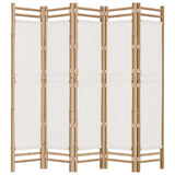 Folding 5-Panel Room Divider 200 cm Bamboo and Canvas