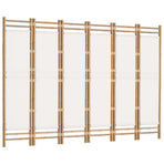 Folding 6-Panel Room Divider 240 cm Bamboo and Canvas