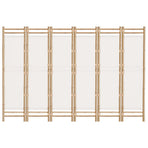 Folding 6-Panel Room Divider 240 cm Bamboo and Canvas