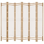 Folding 6-Panel Room Divider 240 cm Bamboo and Canvas