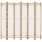 Folding 6-Panel Room Divider 240 cm Bamboo and Canvas - 45-Degree Angle