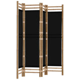Folding 4-Panel Room Divider 160 cm Bamboo and Canvas - Front View
