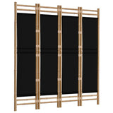 Folding 4-Panel Room Divider 160 cm Bamboo and Canvas - Side View