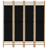 Folding 4-Panel Room Divider 160 cm Bamboo and Canvas
