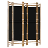Folding 5-Panel Room Divider 200 cm Bamboo and Canvas - Front View