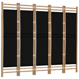 Folding 5-Panel Room Divider 200 cm Bamboo and Canvas
