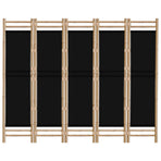 Folding 5-Panel Room Divider 200 cm Bamboo and Canvas