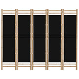Folding 5-Panel Room Divider 200 cm Bamboo and Canvas - Top-Down View