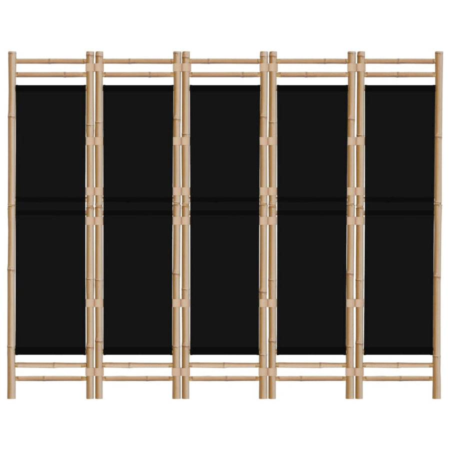 Folding 5-Panel Room Divider 200 cm Bamboo and Canvas