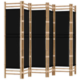 Folding 6-Panel Room Divider 240 cm Bamboo and Canvas - Front View