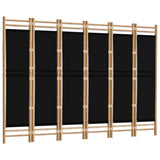 Folding 6-Panel Room Divider 240 cm Bamboo and Canvas - Side View