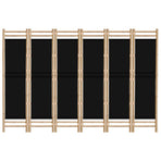 Folding 6-Panel Room Divider 240 cm Bamboo and Canvas