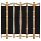 Folding 6-Panel Room Divider 240 cm Bamboo and Canvas - 45-Degree Angle