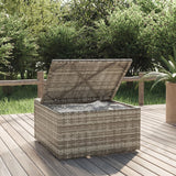 Garden Footrest with Cushion Grey 55x55x30 cm Poly Rattan - Side View