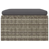 Garden Footrest with Cushion Grey 55x55x30 cm Poly Rattan - Top-Down View