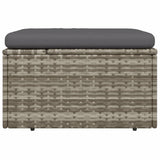 Garden Footrest with Cushion Grey 55x55x30 cm Poly Rattan