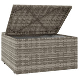 Garden Footrest with Cushion Grey 55x55x30 cm Poly Rattan - Rear View