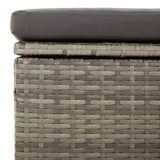 Garden Footrest with Cushion Grey 55x55x30 cm Poly Rattan - Low Angle
