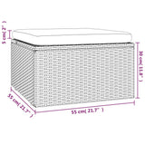 Garden Footrest with Cushion Grey 55x55x30 cm Poly Rattan