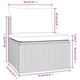 Garden Middle Sofa with Cushion Grey 57x57x56 cm Poly Rattan